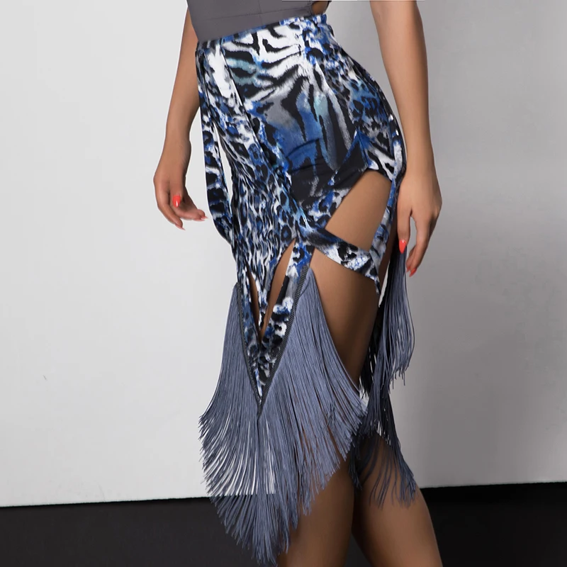 

Fashion Leopard Print Latin Dance Skirt For Women Samba Cha-Cha Practice Fringe Skirts Ballroom Salsa Rumba Dancing Wear DC1304