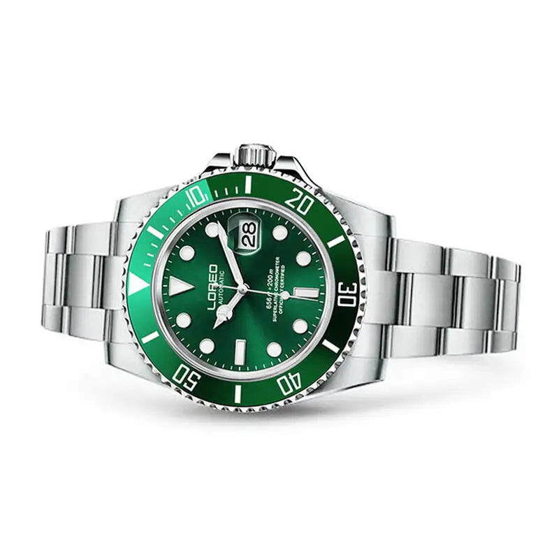 Reloj de moda profesional LOREO 9201 Alemania relojes diver 200 M oyster automático mecánico luminoso giratorio bisel profesional - 3