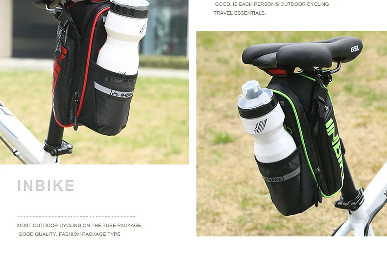 INBIKE велосипедная седельная сумка с карманом для бутылки воды, Водонепроницаемая MTB велосипедная задняя Сумка, велосипедная задняя седельная сумка SX510
