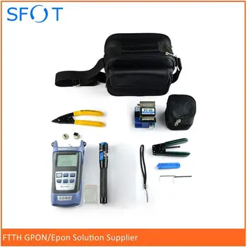 Buy Free Shipping, FTTH Cooling Tool Kit Toolbox Leather Wire Cable Tool Set Optical Power Meter Red Pen Fiber Fiber Cutter