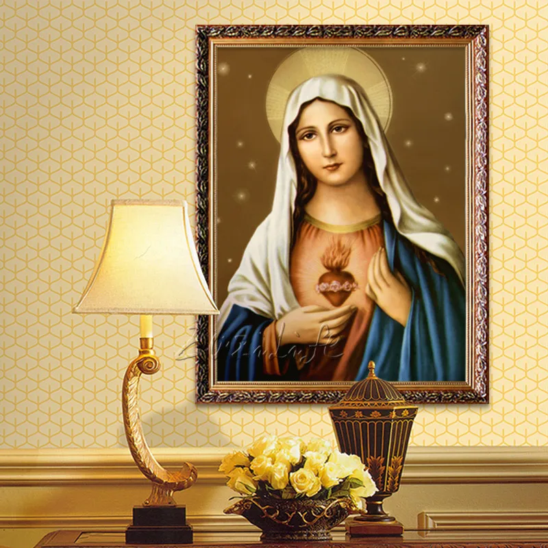 Домашний Декор the virgin Mary sacred Heart Of art Украшение картина печать цифровая распечатка на холсте рождественские рамки 5