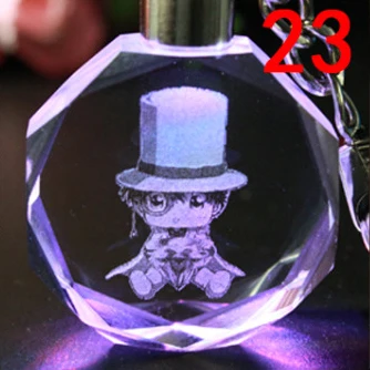 Брелок мультяшный с кристаллами детектива Конана, брелок со стразами, блестящий шар, косплей, светодиодный брелок, автомобильные брелки, брелок для ключей - Цвет: 23