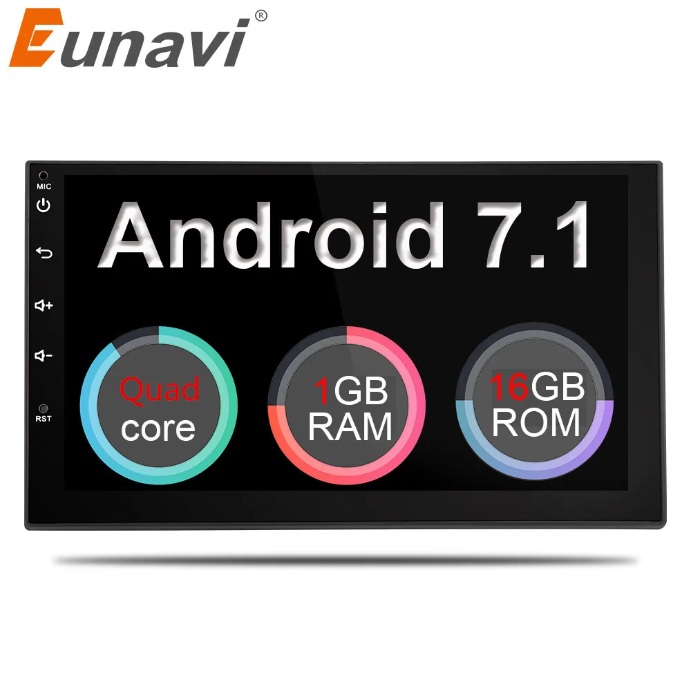 Eunavi 2 Din 7'' Android 7.1 Universal Car Radio Double din Stereo GPS Navigation In Dash Pc Video WIFI USB 2din BT