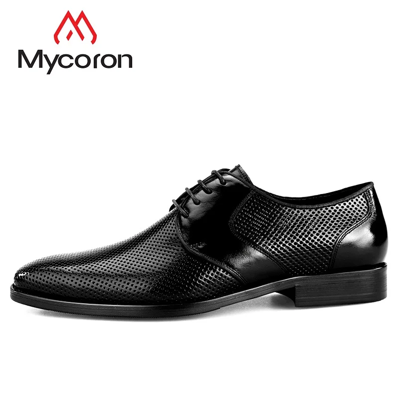 

MYCORON 2018 New Italian Round Toe Men Boots Lace-Up Oxford High Quality Mens Shoes Cowhide Formal Shoes Men Heren Schoenen