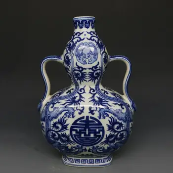 

4 Antique QingDynasty porcelain plate,blue & white dragon gourd flat bottle,Hand-painted crafts,Decoration,Collection&Adornment