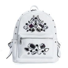 Women Trendy Fashion Rivet Nail Beads Backpack Luxury Crocodile Printing Small font b Bag b font