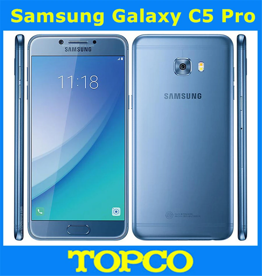 Разблокированный мобильный телефон samsung Galaxy C5 Pro C5010, GSM, 3G и 4G, Android, четыре ядра, 5,2 дюймов, две sim-карты, 16 МП, 64 Гб ПЗУ, отпечаток пальца