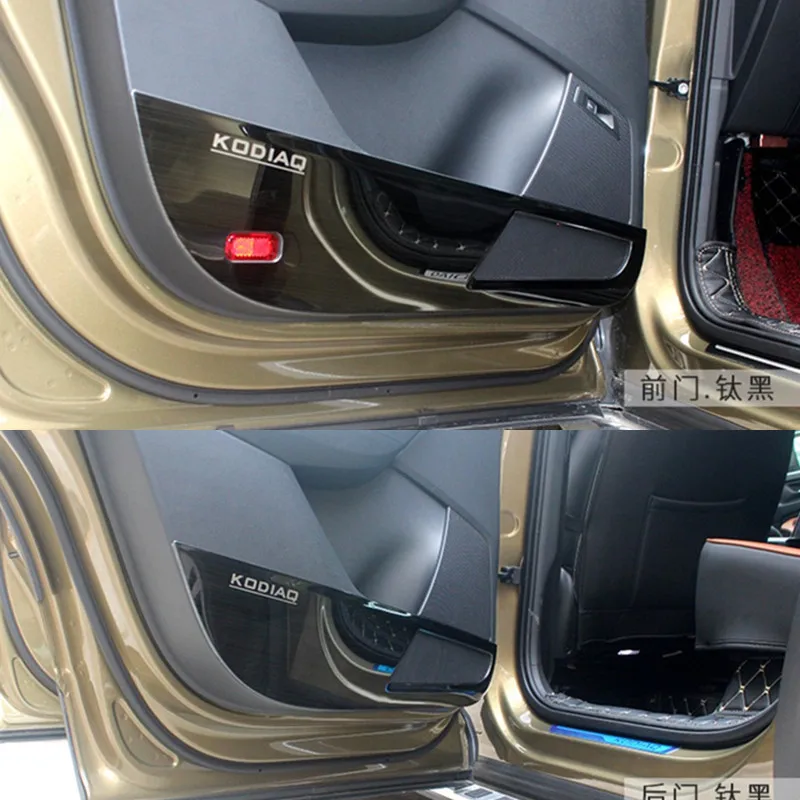

For SKODA KODIAQ 2017 2018 Car Stainless Steel Door Anti-Kick Pad Door protection Cover Decoration Car-styling 4PCS