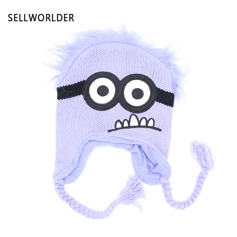 Sellworld фиолетовый Хэллоуин персонаж детская зимняя Милая шапка Skullies& Beanies - Цвет: purple