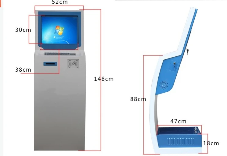 

19 inch 22 inch touch all in one lcd PC multi function kiosk self service print attendance card reader led digital signage