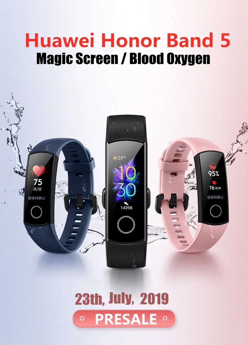 huawei Honor Band 5 умный Браслет крови кислородный цветной сенсорный экран для плавания монитор сердечного ритма трекер