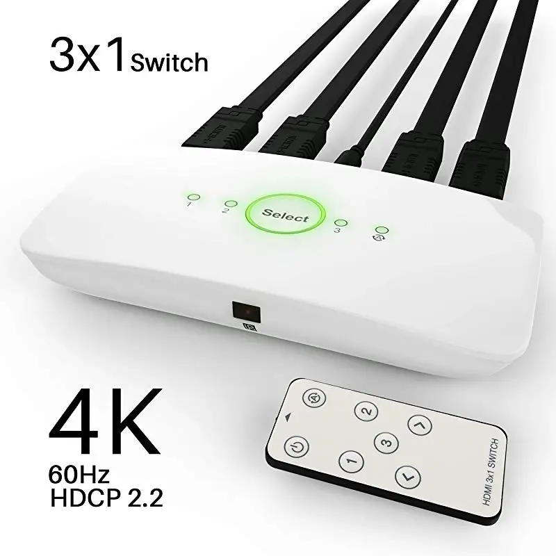 

Wearpai HDMI 2.0 Switcher 3 In 1 Out 4K SPDIF & RCA L/R Audio Out HDMI Audio Extractor Remote Control for PS4 Pro,TV, XBox 360