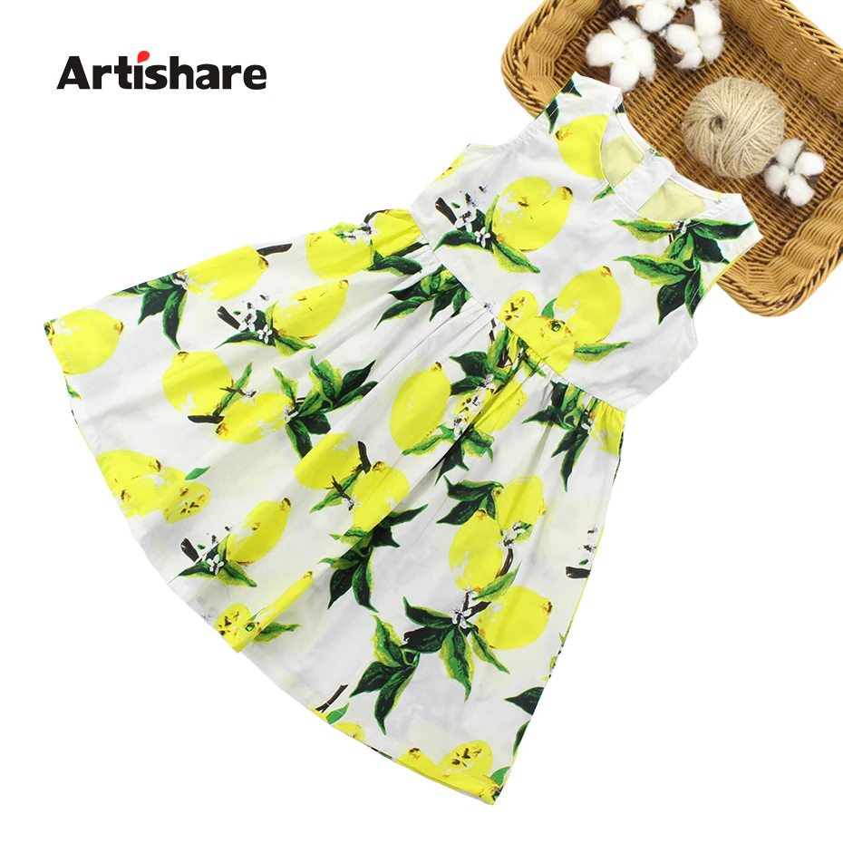 

Artishare Girls Dress Autumn Spring Girls Party Dress Teenage Lemon Printed Dress For Girls 8 10 12 Year Kids Girls Clothes