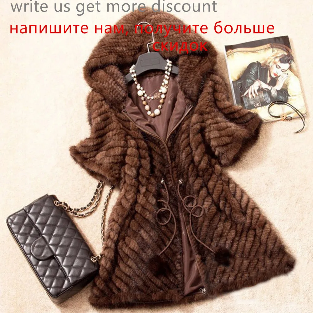 Женская зимняя шуба с капюшоном из натурального меха норки|mink fur jacket|real minkreal mink |