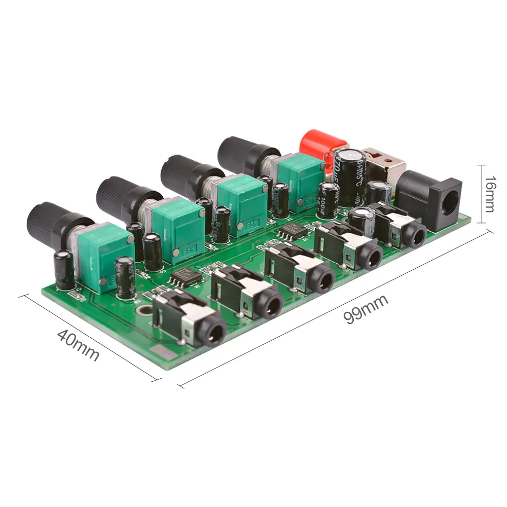AIYIMA 4 Ways Stereo Audio Mixer Board Drive headphone amplifier Mixing Board DIY NJM3414 Four inputs one output