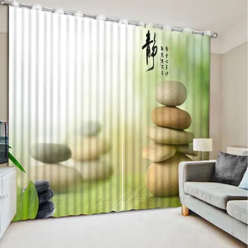 

Sheer Curtains For Living Room 3D Curtains Stone Chinese Modern Window Curtain Hotel Office Printing Polyester/cotton Drapes