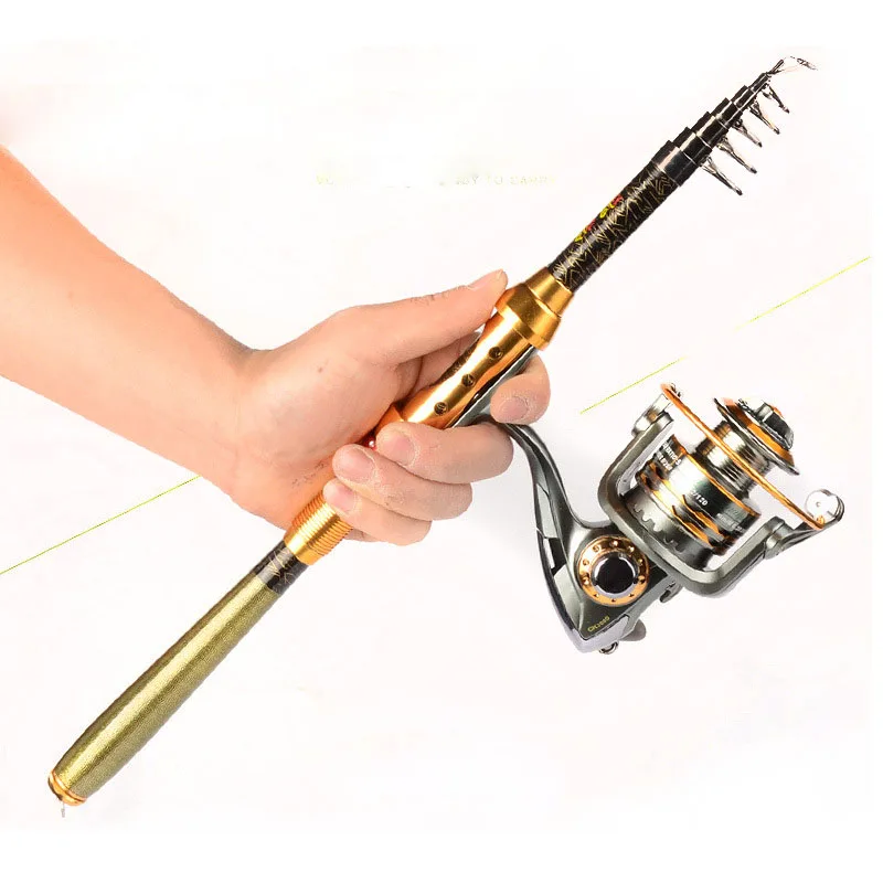 

Best Set Fishing Rod+Reel Carbon Fiber Rod Carp Feeder Spinning Fishing Reel Metal + 2.4M Fish Rod For China Sea Telescopic Pole