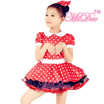 

MiDee Minee Dots Girls Dance Dresses Tutus for Sale Bubble Sleeves Solo Dance Costumes Ballet Competition Wear