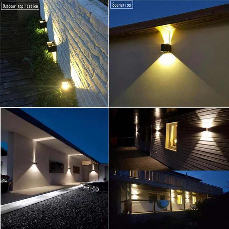 Современный водонепроницаемый 12 Вт COB комнатный, уличный, светодиодный настенный светильник алюминиевый регулируемый поверхностный монтируемый куб светодиодный сад крыльцо освещение