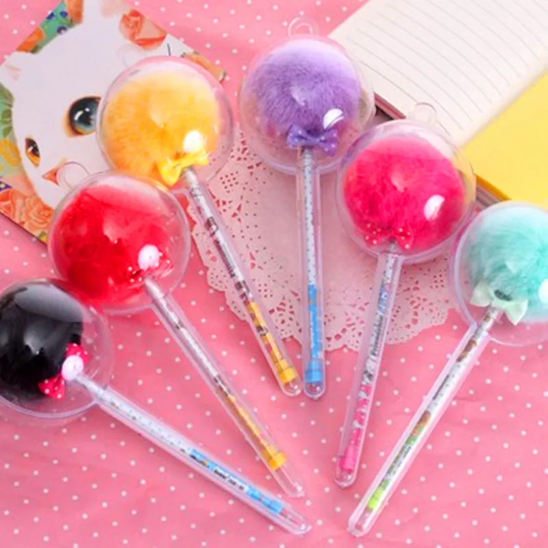 Южная Корея креативный стиль милый разноцветный плюш hairBall гелевая ручка 0,5 мм черные чернила школьные принадлежности яркие цвета