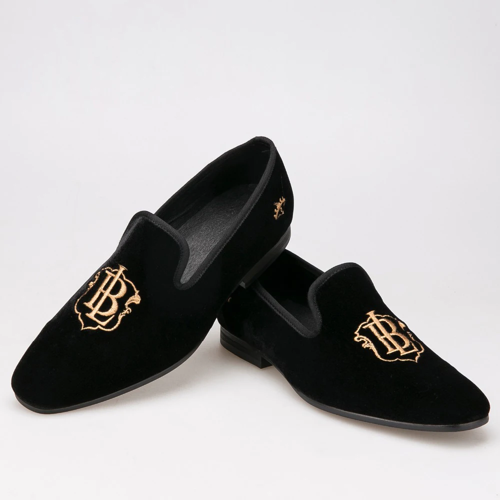 New style fashion men loafers gold embroidery handmade men velvet shoes ...