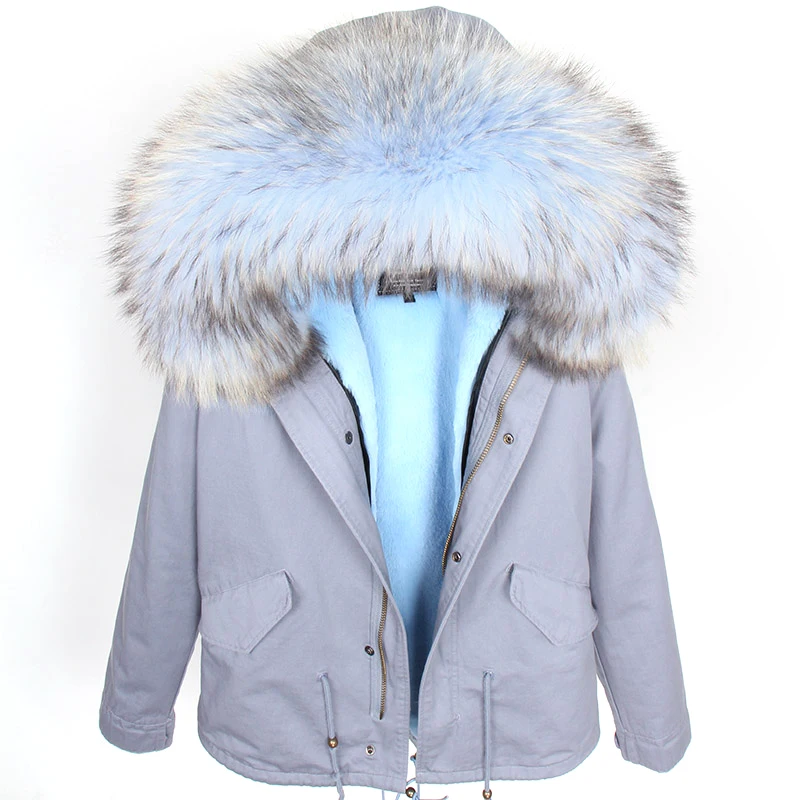 Куртка MAOMAOKONG2019 женская с воротником из меха енота толстая верхняя одежда со