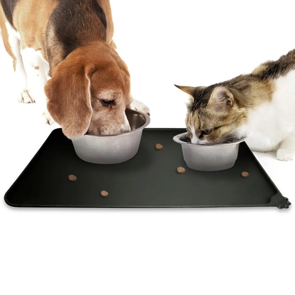US Dog Pet Feeding Cat Bowl Mat Food Water Dish Tray Placemat Non-Slip Silicone
