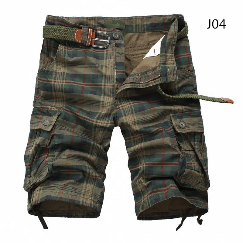 JD04 Green Летние мужские шорты модные клетчатые пляжные шорты мужские повседневные камуфляжные шорты в стиле милитари короткие брюки мужские бермуды карго комбинезоны - Цвет: JD04 Green