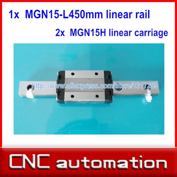 

NEW 15mm miniature linear guide MGN15 L= 450mm rail + 2pcs MGN15H CNC block for 3D printer parts XYZ cnc parts