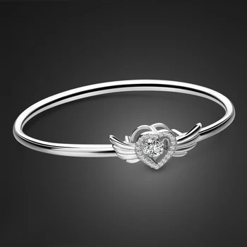 

Hearty Girl Silver Bracelet 925 Sterling Silver Heart Shaped Zircon Pendant Design Solid Silver Bracelet Valentine's Day Gift