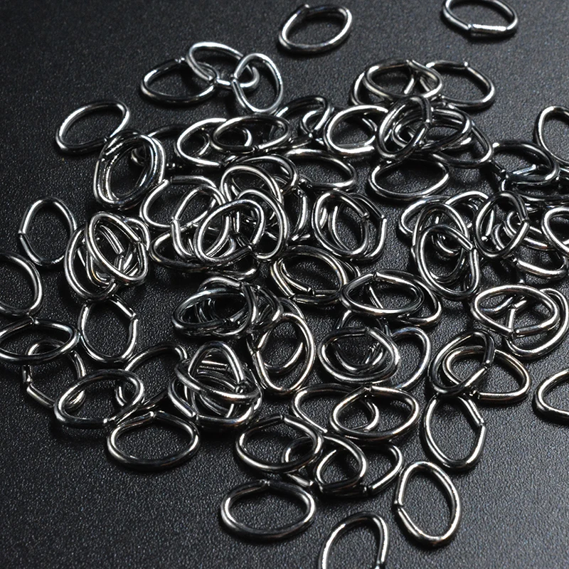 

FLTMRH 50pcs 1.0mm*8mm*5mm Fashion Iron Oval Open Jump Rings For Neck lace Brace let DIY Jewelry Making Part Accessory