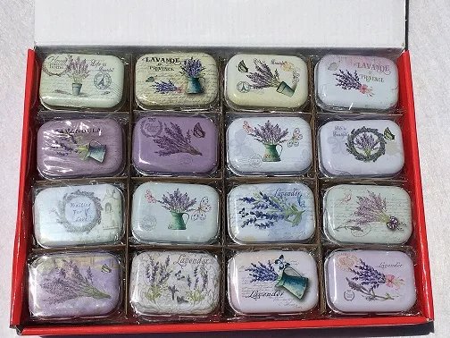 32 шт., красивый цветочный Лавандовый дизайн, мини-посылка, жестяная коробка, органайзер, коробка для украшений, контейнер для девочек, для домашнего хранения - Цвет: Lavender