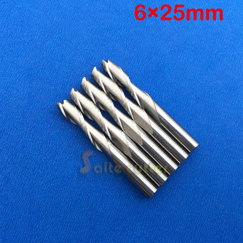 

Free Ship 5pcs Solid Carbide 6mm Endmill Double Two Flute Spiral Bit CNC Router Bits CED 6mm CEL 25mm