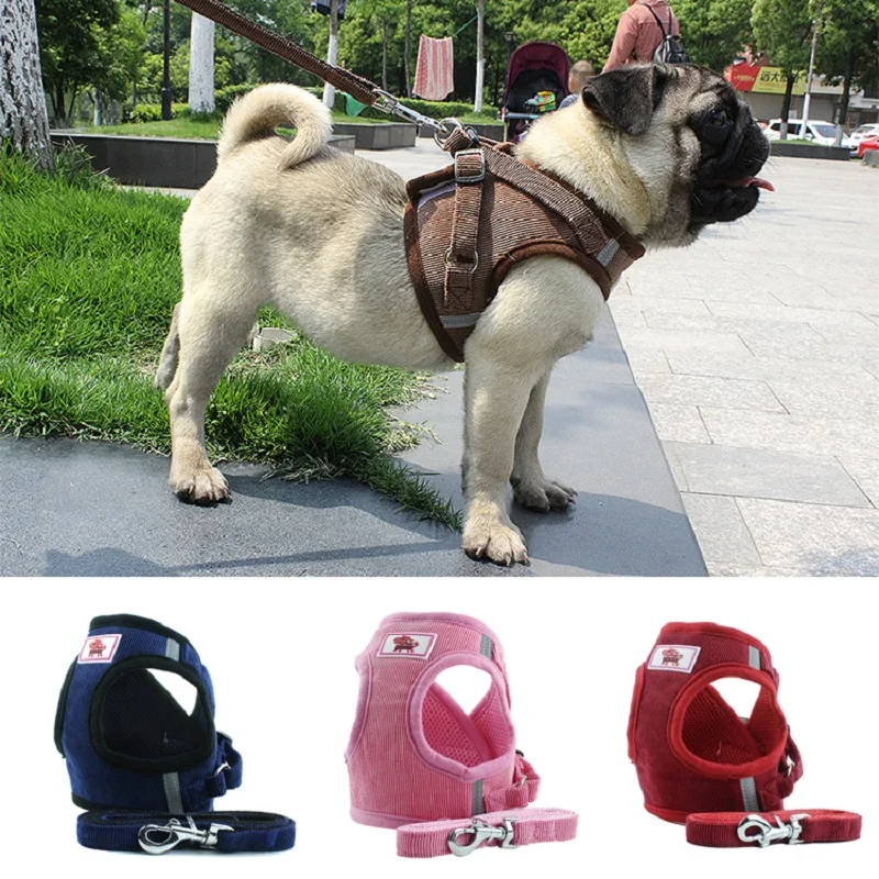 

Nylon Reflective Mesh Puppy Cats Harnesses Vest Dog Harness For Chihuahua Pug Bulldog Small Medium Dogs Harness Walking Leads