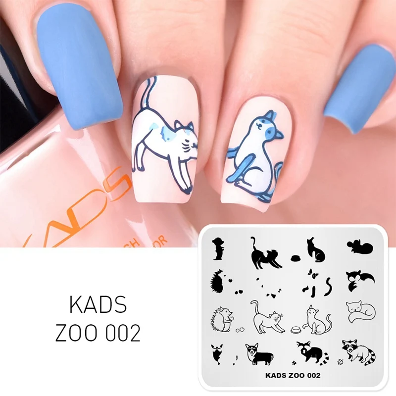 AriesLibra Nail Stamp пластина с милыми животными кошками собаками шаблон для дизайна