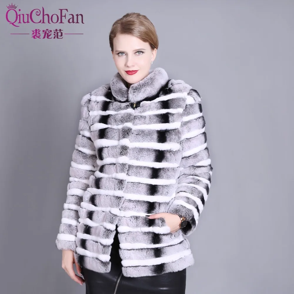 New Fashion Rex Rabbit Coat Mandarin Collar Long Sleeve Thick Warm Fur Winter Women Real Jacket | Женская одежда