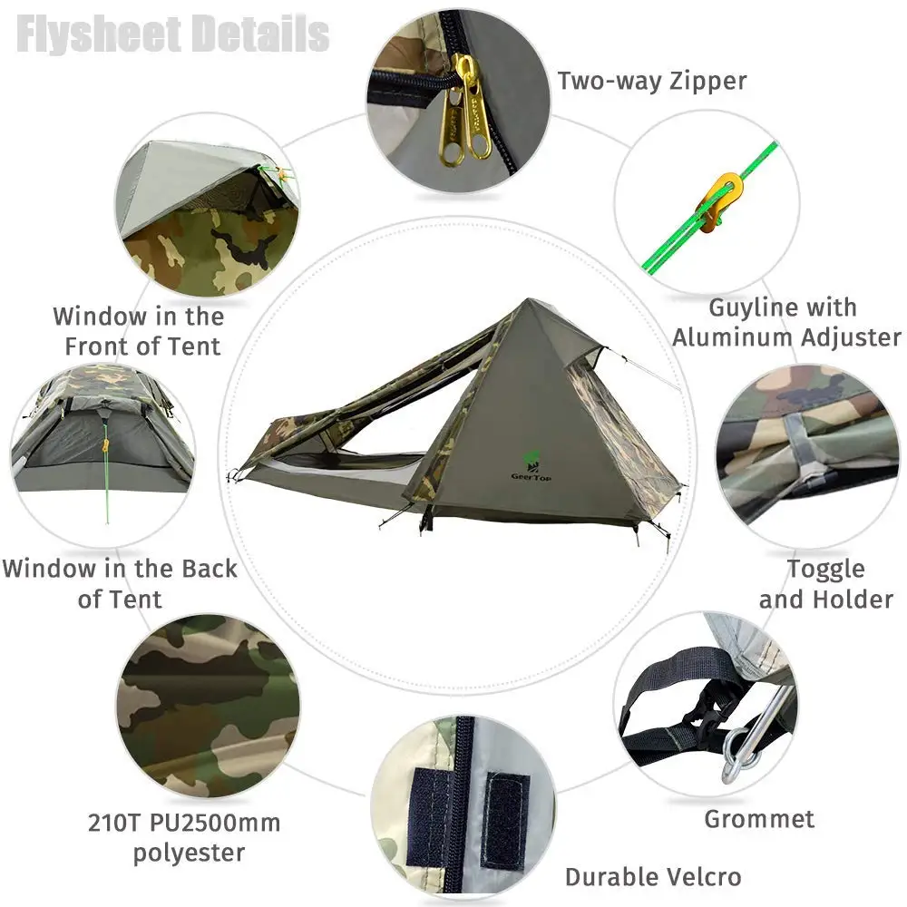 Billige GeerTop Eine Person Bivy Zelt 3 4 Saison Camping Zelte Ultraleicht Wasserdicht Armee Bivvy Zelte Outdoor Wandern Rucksack Tourist
