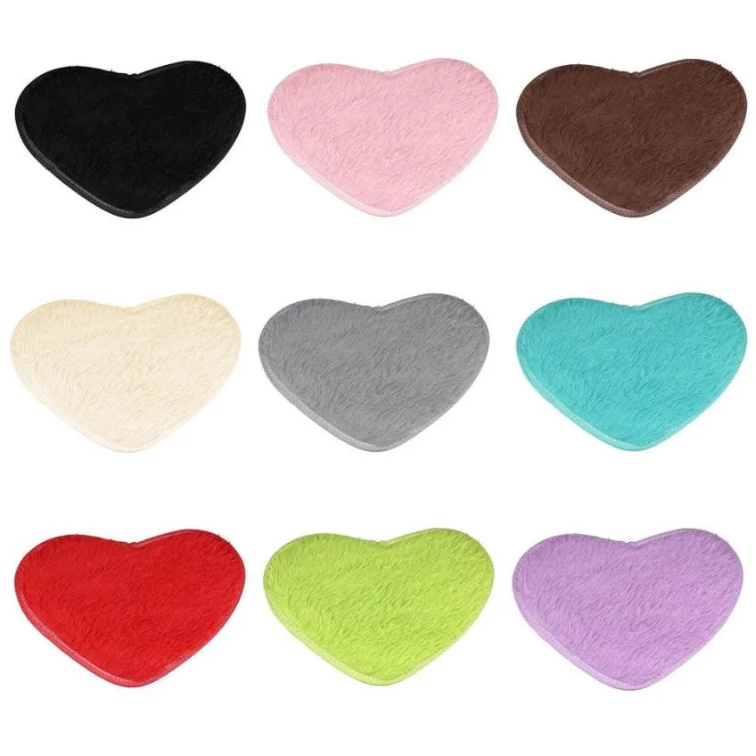 40*28cm Non slip Bathroom Mats Heart Shaped Carpet Floor Mat Solid