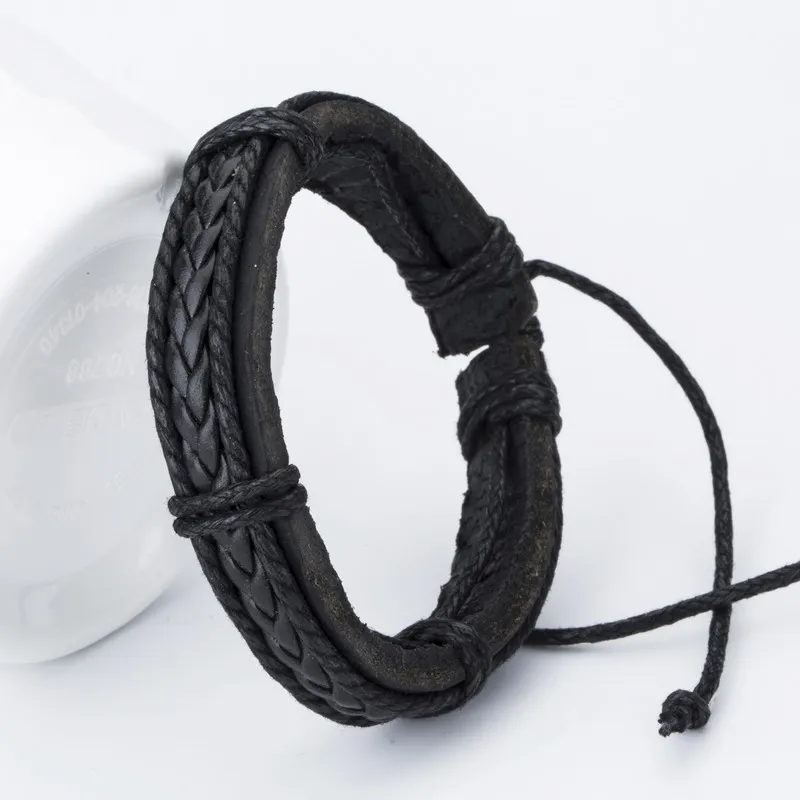 Новое поступление модные Очаровательные кожаные мужские браслеты популярные мальчики сплав браслет DIY ручной работы крест браслеты - Окраска металла: Black