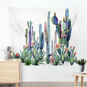 

Cactus Watercolor Hanging Wall Tapestries Landscape Wallpaper Photo Backdrop Curtain Shawl Throw Tapestry 130*150cm 200*150cm