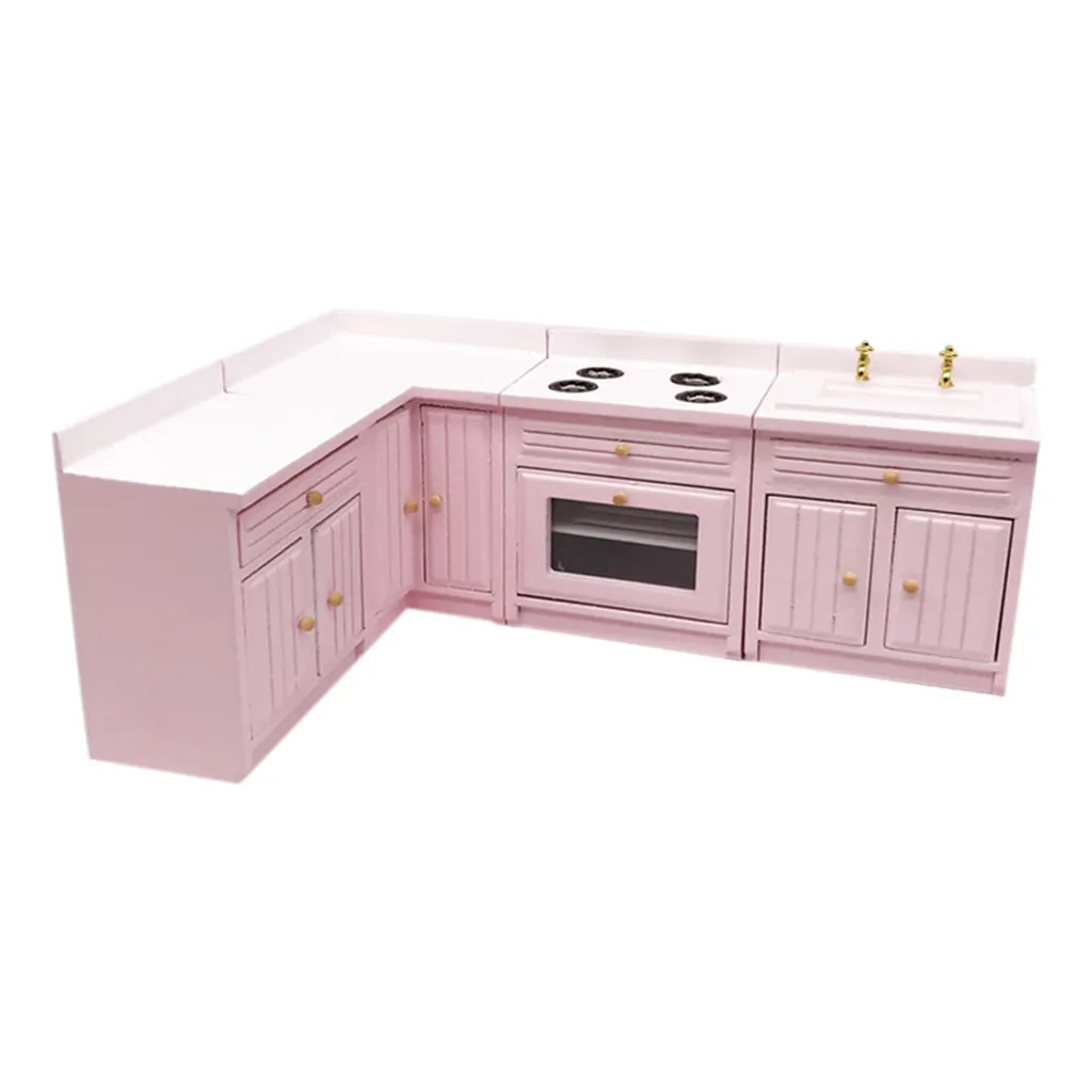 

New 1:12 Dollhouse Miniature Furniture Wooden Kitchen Cabinet Set Freely Combined Miniature Metal 1set Miniature L419