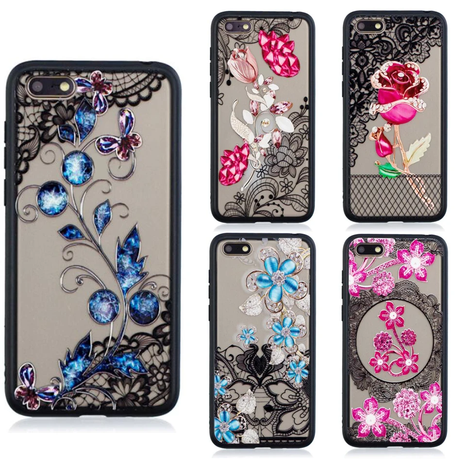 Fashion Varnish 3D Relief 2 in 1 TPU+PC Floral Case Phone Silicone Cover Shell Coque Fundas for Huawei Mate 10 Pro 20 Lite |
