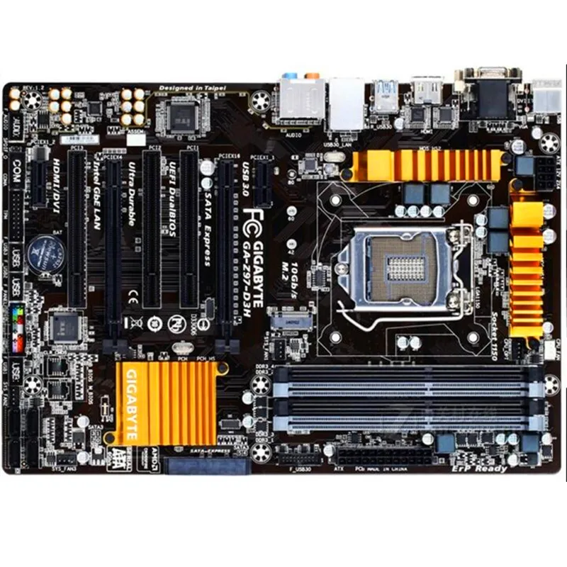 Для Gigabyte GA-Z97-D3H используется материнская плата Z97-D3H Z97 разъем LGA 1150 DDR3 USB3.0 SATA3.0