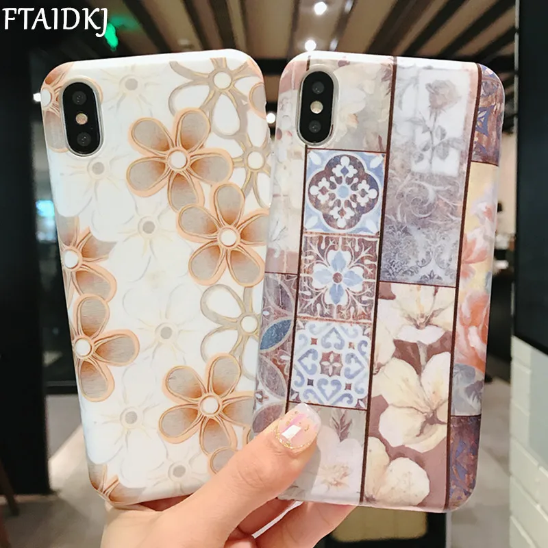 FTAIDKJ винтажный Художественный Цветочный Мягкий IMD чехол для телефона iPhone 6 6S 7 8 Plus