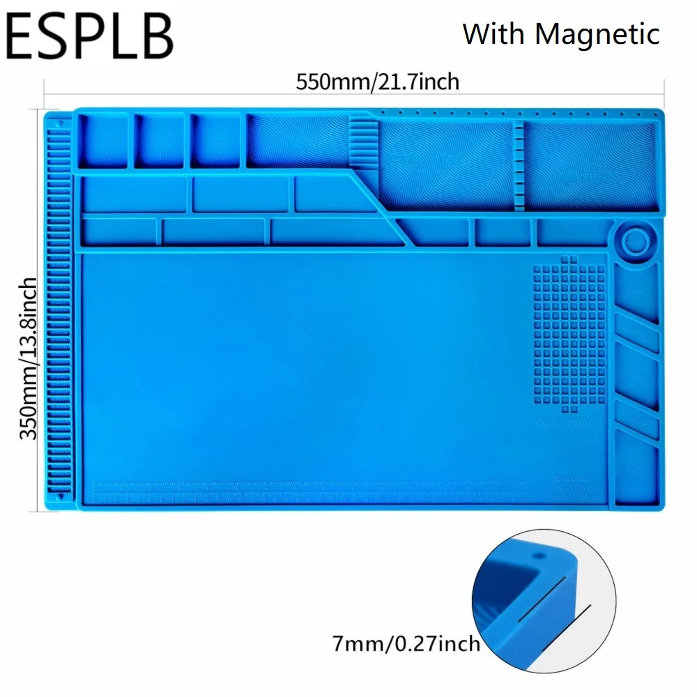 ESPLB 550 мм x 350 мм Большой изоляционный коврик кремниевый коврик для пайки электронный ремонт Магнитный рабочий коврик устойчивая платформа станция - Цвет: 550mmx350mm