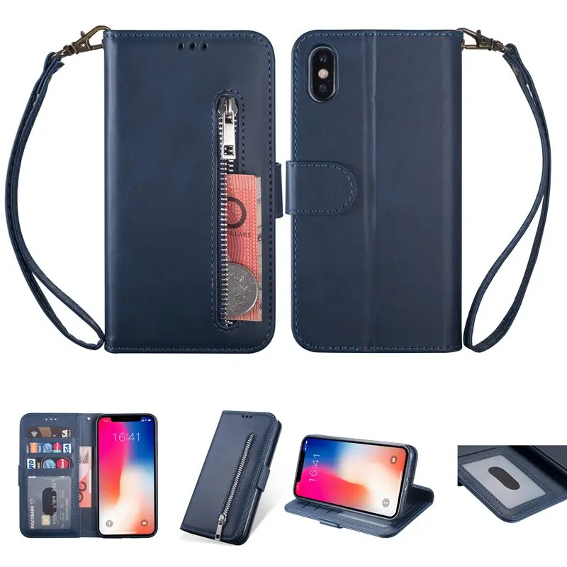Flip Leather Wallet Case Cover Imitation Cowhide Zipper Card Slot For iPhone 13 12 11 Pro Max XR XS MAX X 6 6S 7 8 Plus SE2020 11 phone case