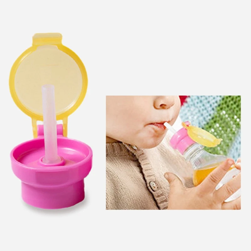 

Children Kids Feeding Drinking Cup Cover with Straw For Bottle PP Resin Nursing Cover Portable Baby Food Water Cup Cover