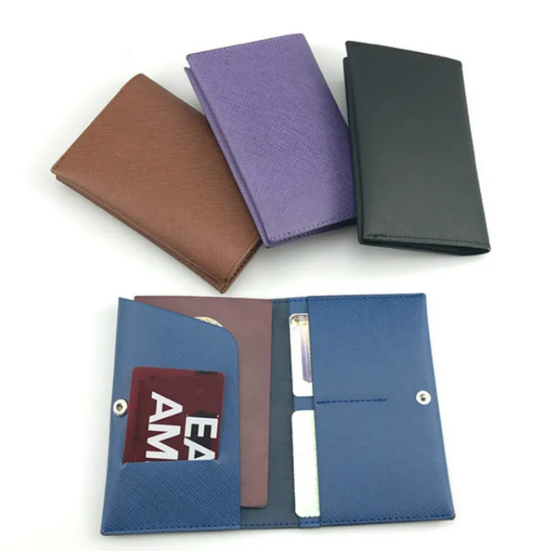 Slim Solid Travel Pu Leather Passports Cover Women Men Fashion Credit