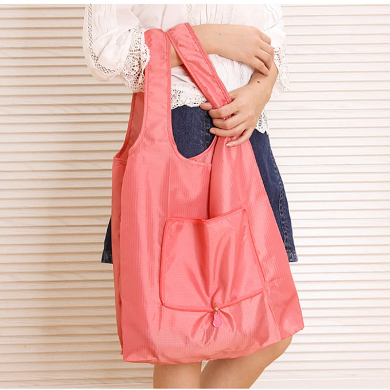 

Foldable Supermarket Shopping Bag Reusable Ladies Grocery Handbag Shoulder Bag Tote Environmental Oxford Cloth Home Storage Bags