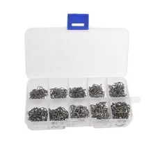 500 unids Tamaño Pequeño Negro de Agua Dulce del Anzuelo Anzuelos Set #3-#12 wiht Caja pesca acesorios